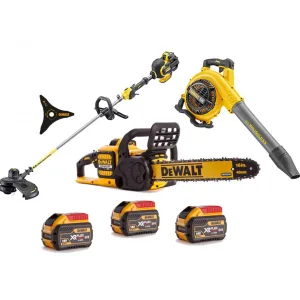 Combo jardin : Débroussailleuse DCM571 + Tronçonneuse DCM575 + Souffleur DCM572X1 + 3 batteries Dewalt 9Ah
