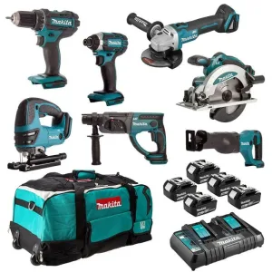 Combopack de 7 outils MAKITA DLX7013PT1 - 18V LXT - 5x5,0 Ah - Dans sac à roulettes